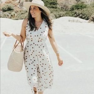 New CJLA Lenora Polka Dot Jumpsuit Sz L